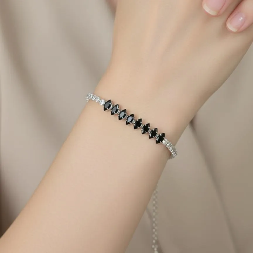 1 Pc Modern Design Silver Plated Artificial Stones Chain Bracelet