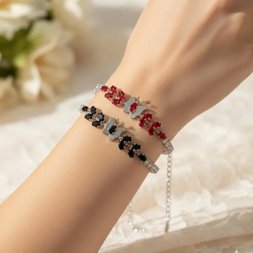 1 Pc Modern Design Silver Plated Artificial Stones Chain Bracelet