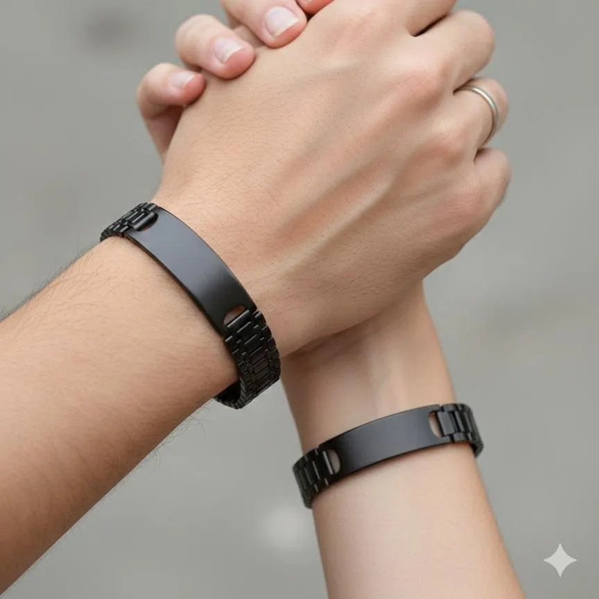 2 Pcs Antique Design Antique Plated Couple's Bracelet