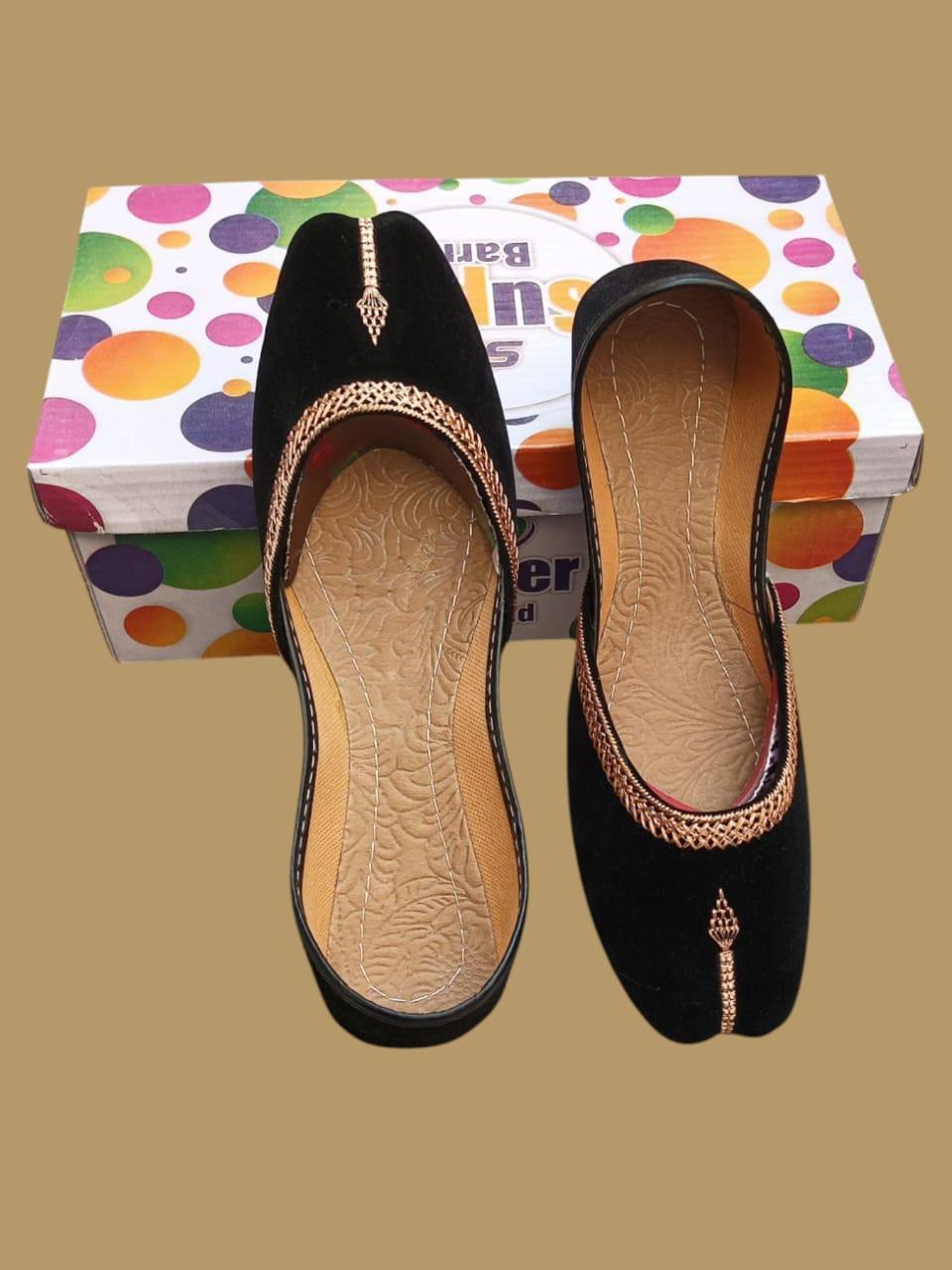Stylish Velvet Women's Khussa - 1 Pair with Elegant Thread Work