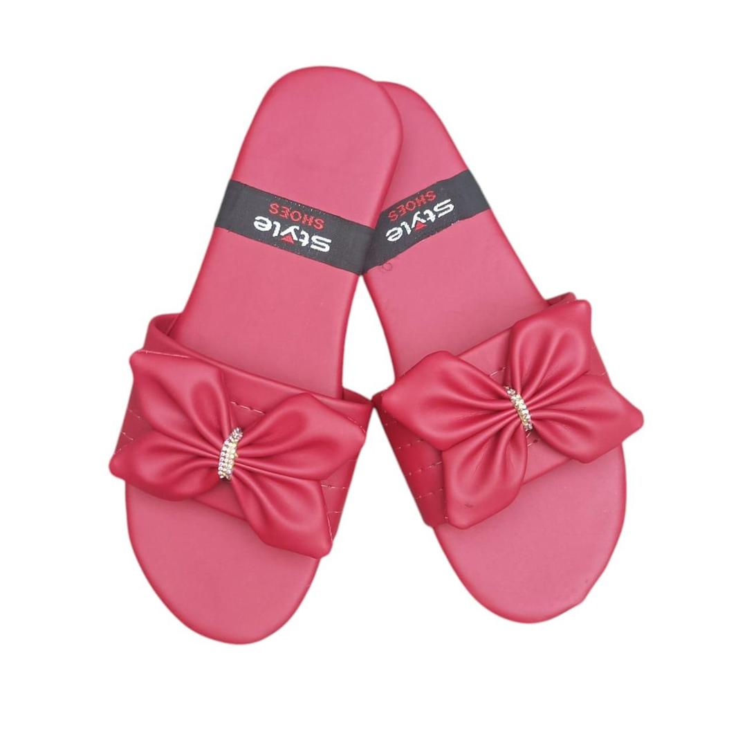 Chic Women's PU Leather Flats with Bow Detail - 1 Pair