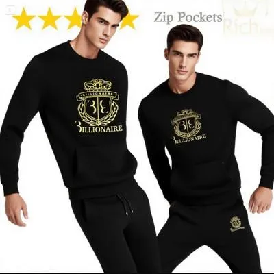 2 Pcs Men's Micro Printed Track Suit