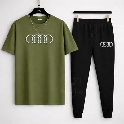 Premium Audi-Logo Printed T Shirt & Trouser Set ( Stylish & Breathable )