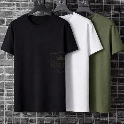 Pack Of 3 Crew Neck Plain T-Shirts For Men's ( Comfortable & Breathable )