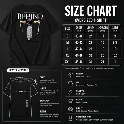 Men's Premium Cotton Anime Back Print T-Shirt – Oversized Casual Streetwear Tee thumbnail 3
