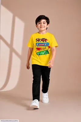 Kids Skate Graphic Track Suit Yellow Black 2Pcs thumbnail 4