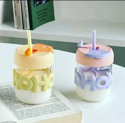 Cute Glass Straw Cup for Girls - 350 Ml