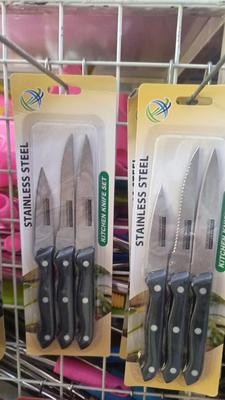  3 Pcs Kitchen Knives Set- Black