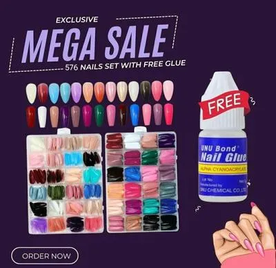 576 Pcs Customizable Multicolor Fake Nails - Endless Creativity with Quick-Drying Nail Glue