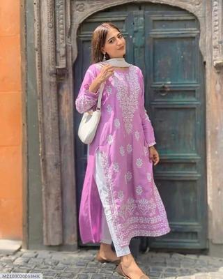 1 Pc Women's Stitched Linen Embroidered Kurta thumbnail 3