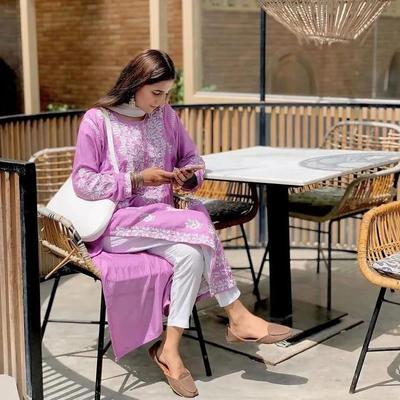 1 Pc Women's Stitched Linen Embroidered Kurta thumbnail 2