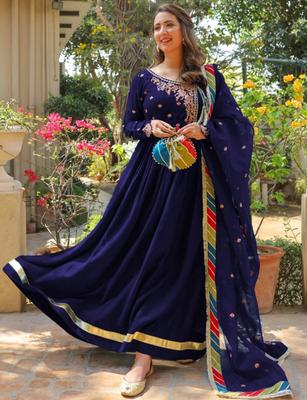 4 Pcs Embroidered Maxi Suit Set in Shamoz Silk for Women