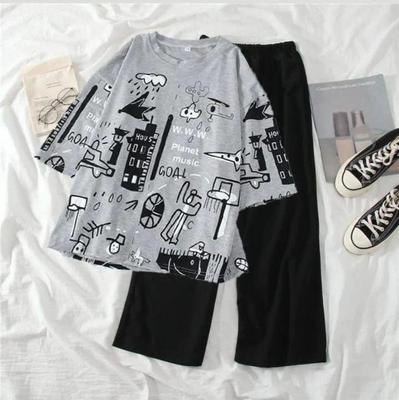 Women's Stitched Cotton Jersey Printed Night Suit