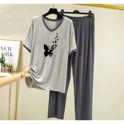 Women's Comfortable Printed Cotton Jersey Night Suit - 2 Pcs 