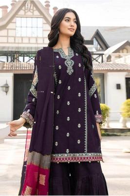 3 Pcs Women's Unstitched Embroidered Suit
