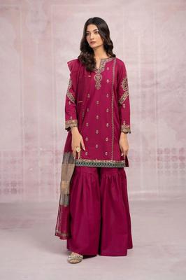3 Pcs Women's Unstitched Embroidered Suit