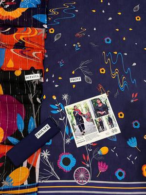 3 Pcs Women's Unstitched Digital Print Suit