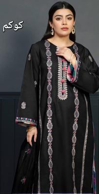 3 Pcs Women's Unstitched Embroidered Suit