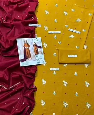 3 Pcs Women's Unstitched Embroidered Suit thumbnail 2
