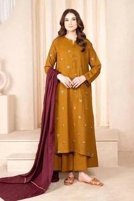3 Pcs Women's Unstitched Embroidered Suit thumbnail 3