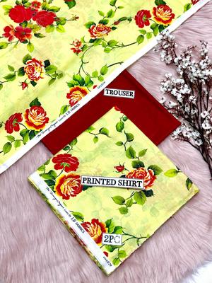 2 Pcs Women's Unstitched Digital Print Suit