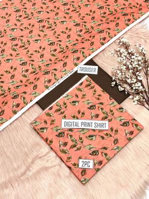 2 Pcs Women's Unstitched Digital Print Suit