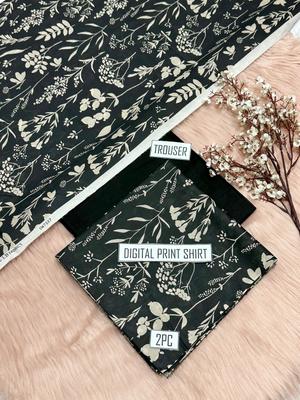 2 Pcs Women's Unstitched Digital Print Suit