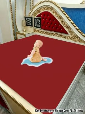 Terry Cotton Plain Double Bed Mattress Cover