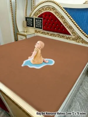 Terry Cotton Plain Double Bed Mattress Cover