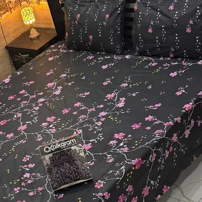 3 Pcs Mix Cotton Printed Double Bedsheet