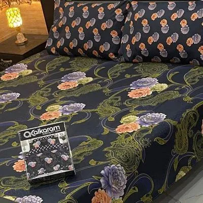 3 Pcs Mix Cotton Printed Double Bedsheet