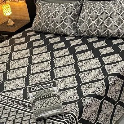 3 Pcs Mix Cotton Printed Double Bedsheet