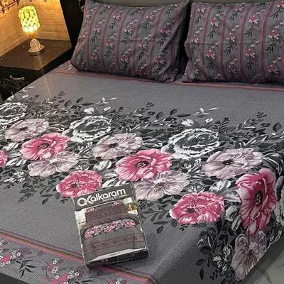 3 Pcs Mix Cotton Printed Double Bedsheet