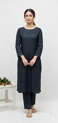 2 Pcs Women's Unstitched Zari Tilla Suit