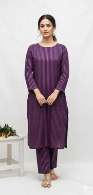 2 Pcs Women's Unstitched Zari Tilla Suit