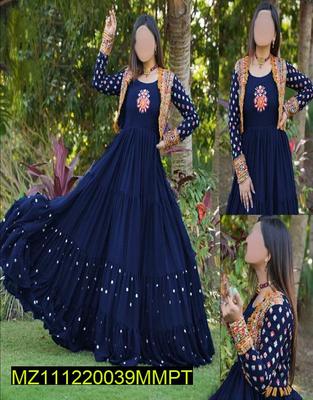 1 Pc Women’s Stitched Shamoz Silk Embroidered Koti Style Maxi thumbnail 4