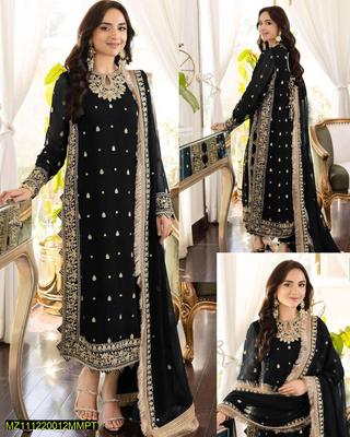 3 Pcs Women’s Stitched Crinkle Chiffon Embroidered Suit thumbnail 4
