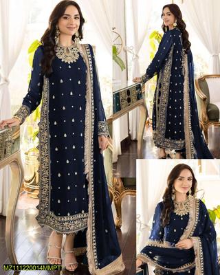 3 Pcs Women’s Stitched Crinkle Chiffon Embroidered Suit thumbnail 4