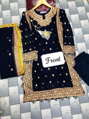 3 Pcs Women’s Stitched Crinkle Chiffon Embroidered Suit thumbnail 2