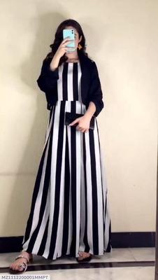 2 Pcs Women's Stitched Linen Printed Maxi thumbnail 3