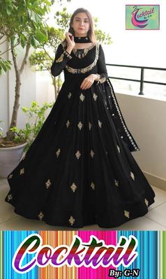 Elegant Black Embroidered Chiffon Maxi with Trouser & Dupatta - 3 Pcs Set