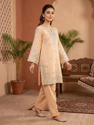 Cotton Lawn Embroidered 3Pcs Multicolor Suit Large thumbnail 3
