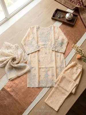 Cotton Lawn Embroidered 3Pcs Multicolor Suit Large thumbnail 4