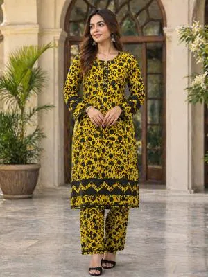 Cotton Printed Kurta Set Large Multicolor