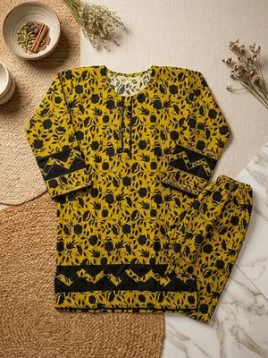 Cotton Printed Kurta Set Large Multicolor thumbnail 3