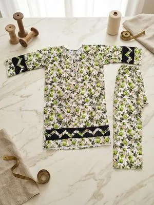 Cotton Printed Kurta Trouser Set Large Multicolor thumbnail 3
