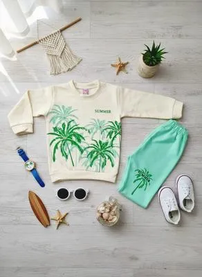 Eid Collection 2 Pcs Girl's Fleece Printed Shirt And Trouser Set 3 to 8 Year