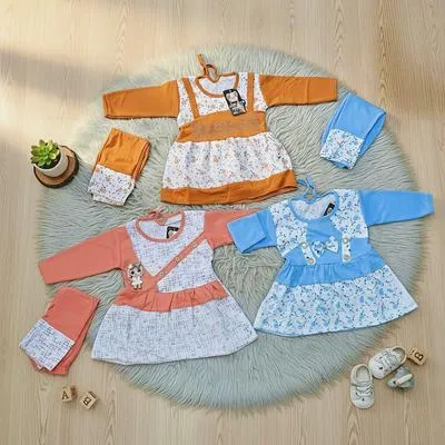 Eid Collection Girl's 3 Dress Printed Shirt And Trouser 3 Set