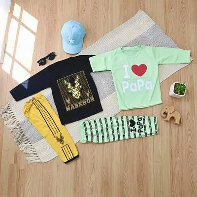  Eid Collection Boys 2 Dress Printed Shirt And Trouser 2 Set