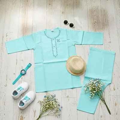 Eid Collection 2 Pcs Boy's Cotton Embroidered Kurta And Shalwar Suit